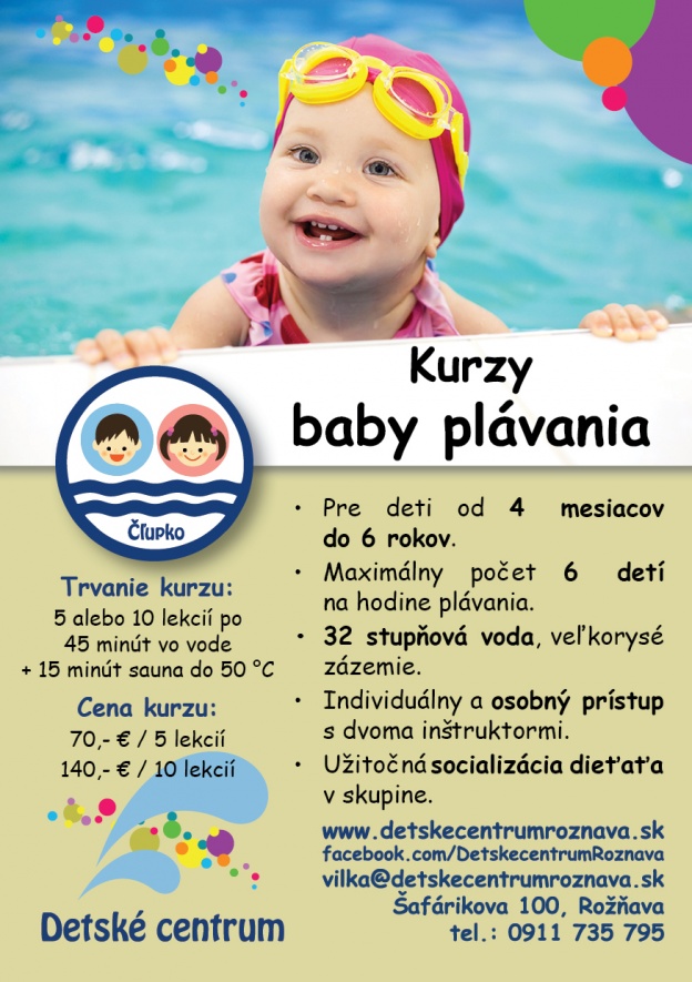 Kurzy plávania v Detskom centre Rožňava